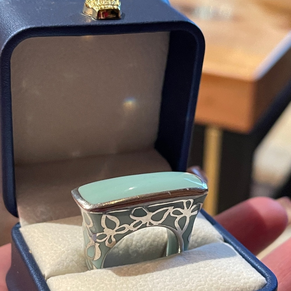 Sterling silver turquoise enameled ring.